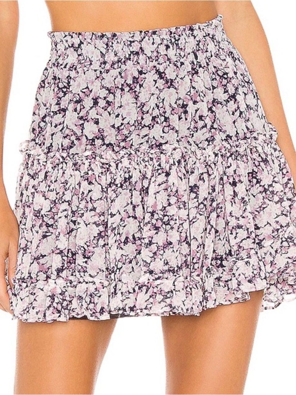 MISA Los Angeles Tiered Floral Marion Mini Skirt
